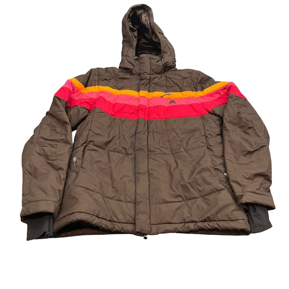 Y2K Nike ACG FitStorm Jacket Womens M Brown Pink Orange Striped Hooded Sku Retro